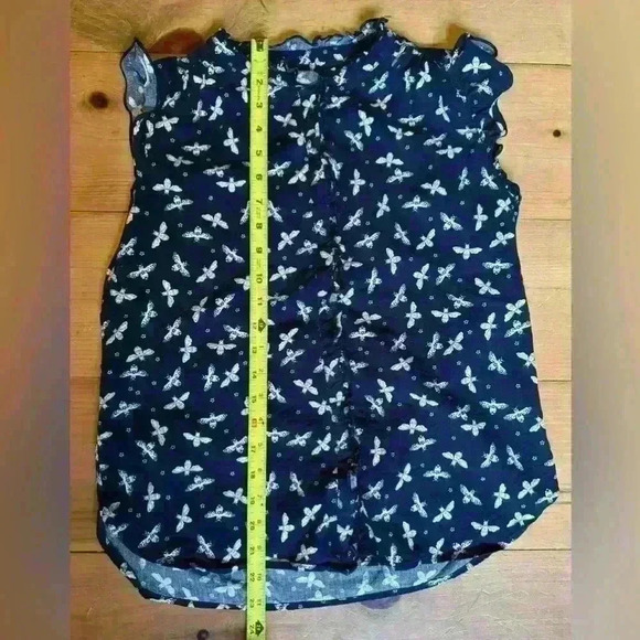 Loft women’s button up sleeveless blouse dark blue bee print cotton size XS - Picture 11 of 15